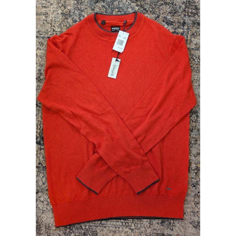 NWT Buffalo David Bitton Mens Wiquip Cotton Merino Wool Sweater Redwood XXL